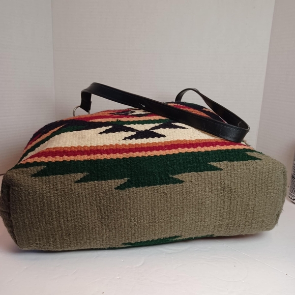 Blanket Satchel Shoulder Bag Aztec Western Pockets Zip Inner Lining Dble Strap - Picture 3 of 10